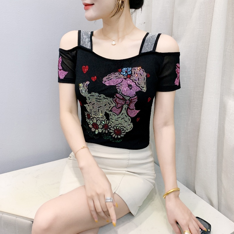 Streetwear Brand With Flowers - Streetwear Brand Ladies T-Shirt Shiny Flower