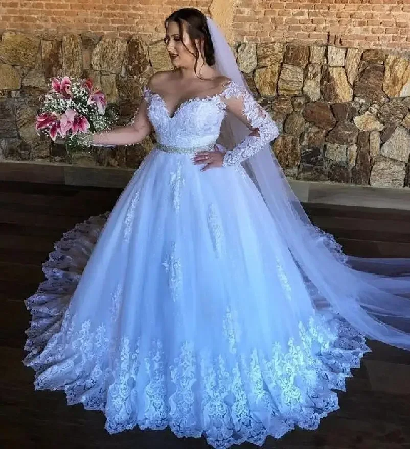 Off White Belt - Customized White Lace Wedding Dresses Ball