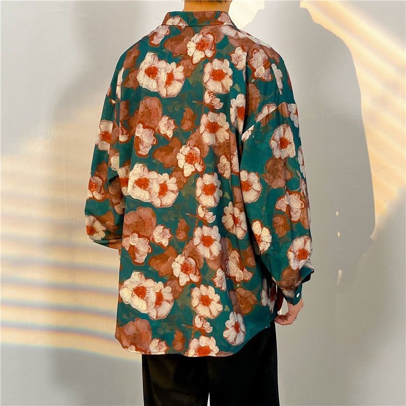 Fashion Men's Long Sleeve Flow - Streetwear Brand With Flowers 评论和价格