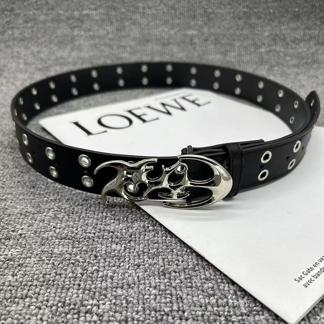 New Stylish Y2K Hollow PU Leat - Off White Belt 评论和价格