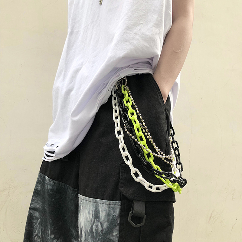 Removable Punk Waist Chain Bel - Off White Belt 评论和价格