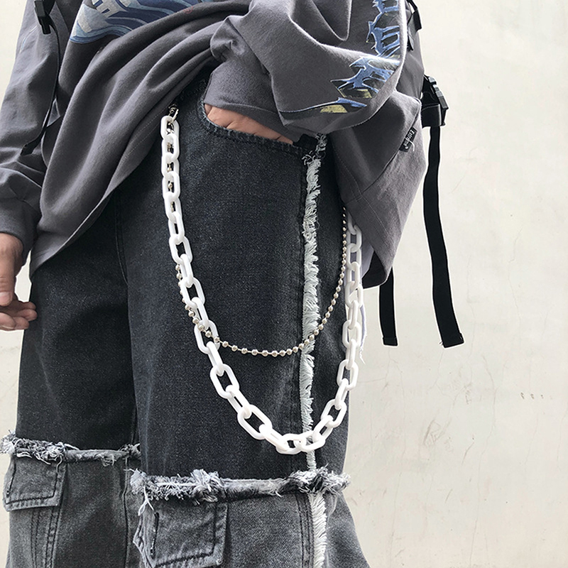 Removable Punk Waist Chain Bel - Off White Belt 评论和价格
