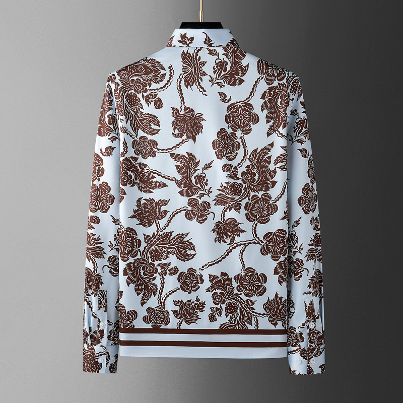 Brand Flower Printed Men's Shi - Streetwear Brand With Flowers 评论和价格
