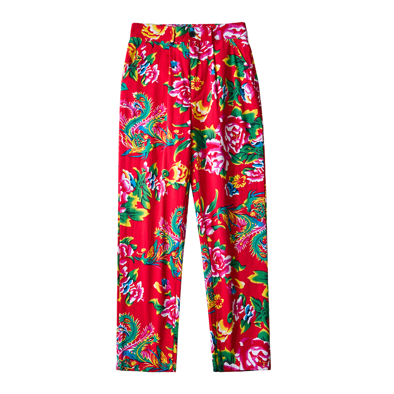 Men Chinese Style Popular Pant - Streetwear Brand With Flowers 评论和价格