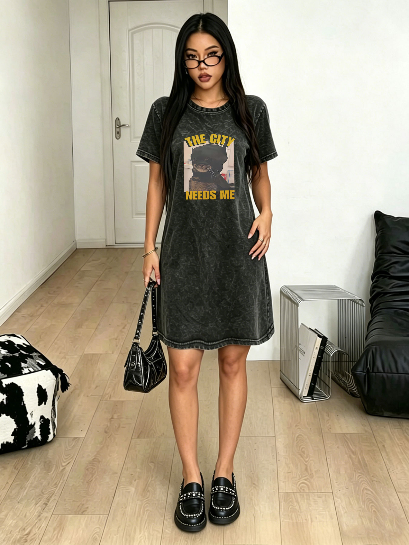 Vintage Washed Distressed T-Sh - Streetwear Brand Cat 评论和价格