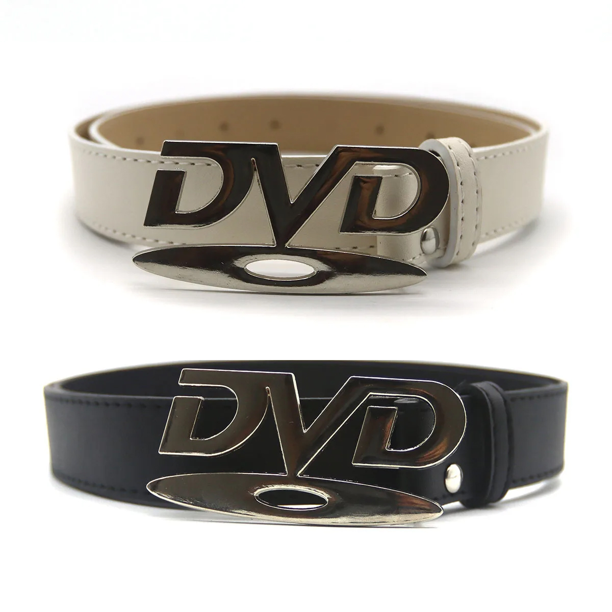 Unisex Nostalgic DVD Buckle Be - Off White Belt 评论和价格