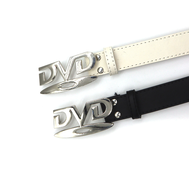 Unisex Nostalgic DVD Buckle Be - Off White Belt 评论和价格